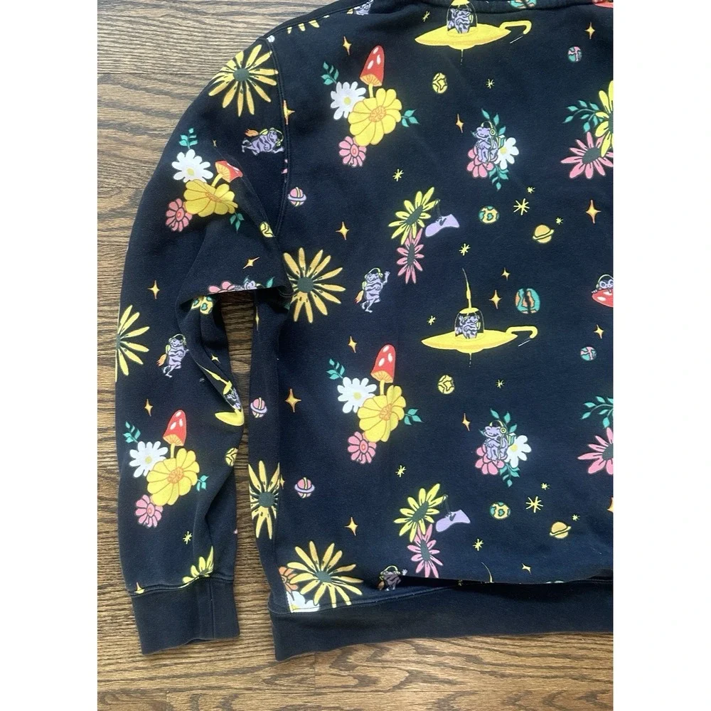 Nike Mens Sportswear Club Fleece Hoodie Trippy Toads Floral UFO Print Black L